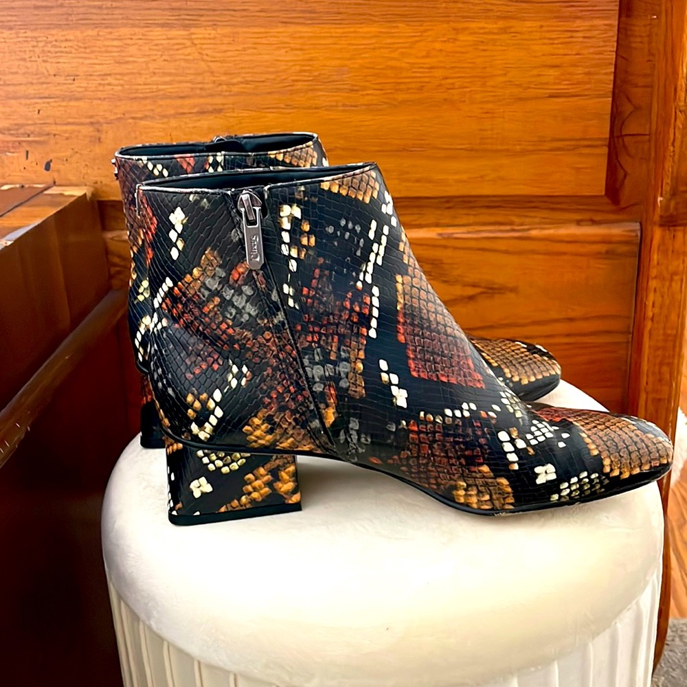 Snake skin low booties